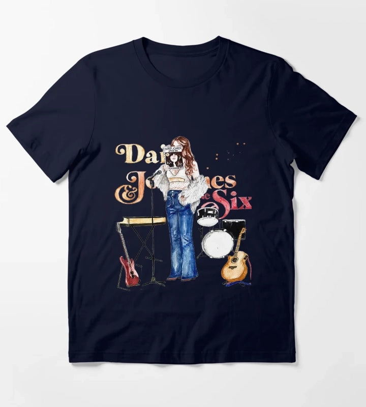 Daisy Jones The Six by Taylor Jenkins Reid T-Shirt Navy