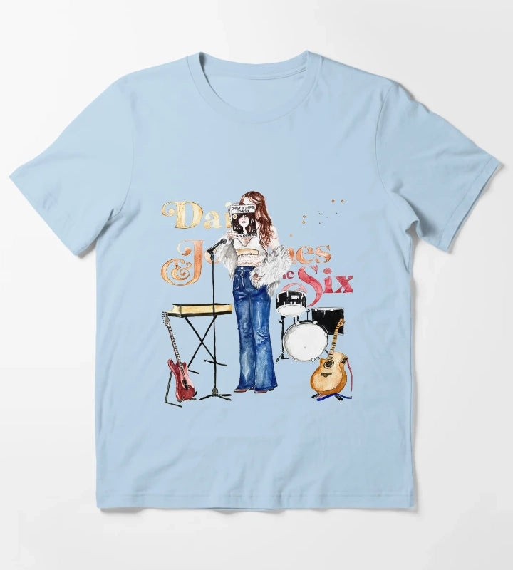 Daisy Jones The Six by Taylor Jenkins Reid T-Shirt Sky Blue