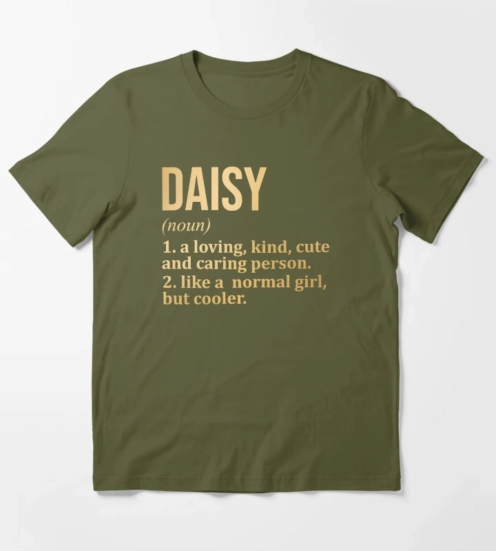 Daisy Name Definition in Gold T-Shirt Olive Green
