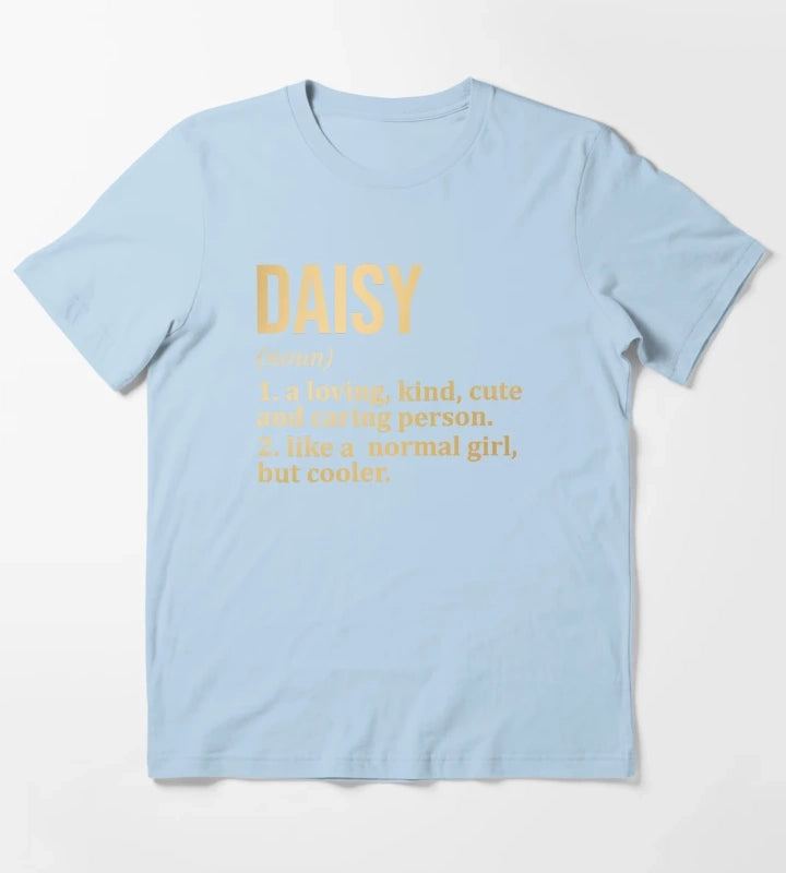 Daisy Name Definition in Gold T-Shirt Sky Blue