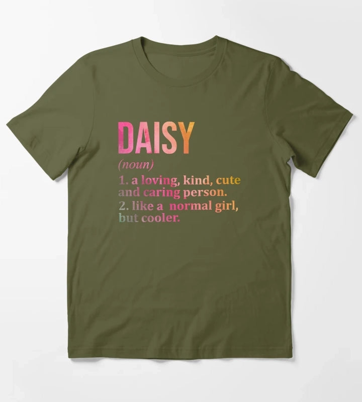 Daisy Name Definition in Watercolor T-Shirt Olive Green