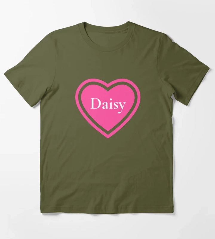 Daisy Name Girl Pink T-Shirt Olive Green