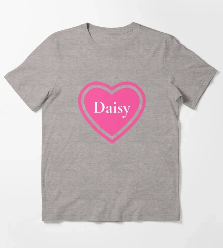 Daisy Name Girl Pink T-Shirt Heather Grey