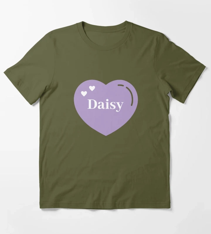 Daisy Name Girl Purple T-Shirt Olive Green