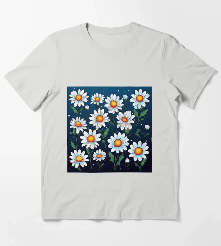 Daisy Pattern 2 T-Shirt Light Grey