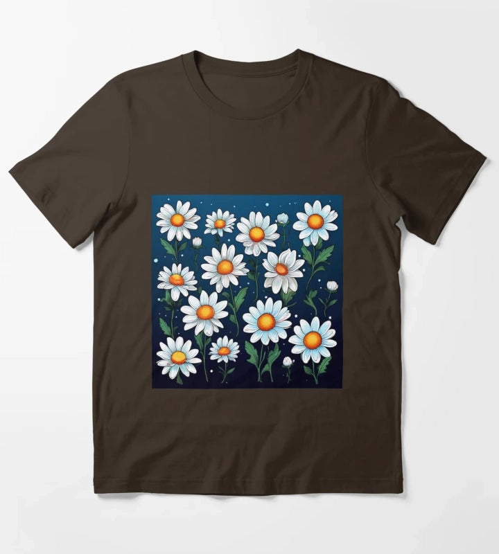 Daisy Pattern 2 T-Shirt Brown