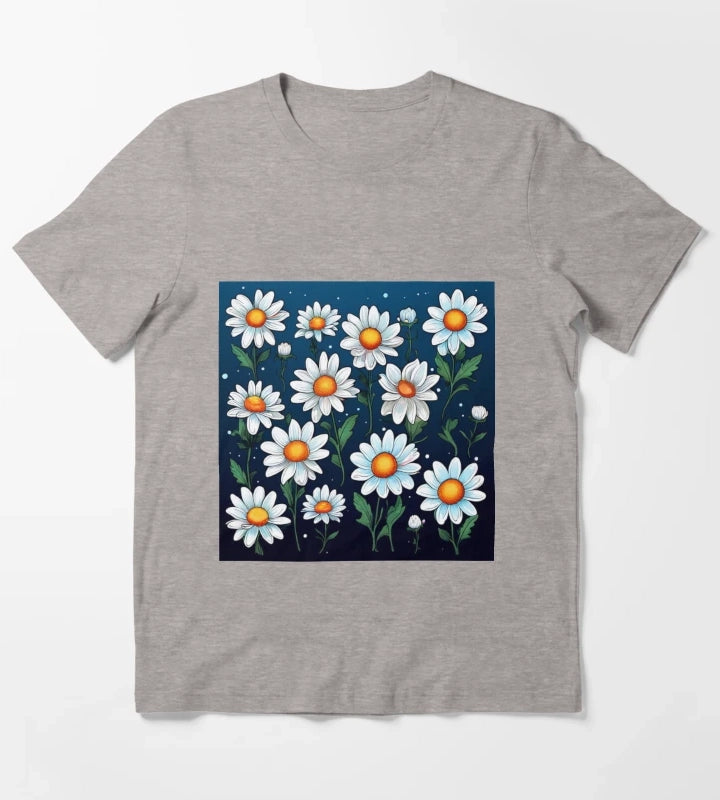 Daisy Pattern 2 T-Shirt Heather Grey