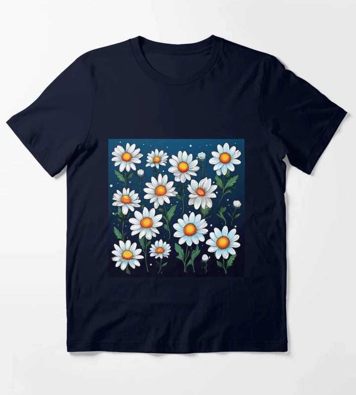 Daisy Pattern 2 T-Shirt Navy