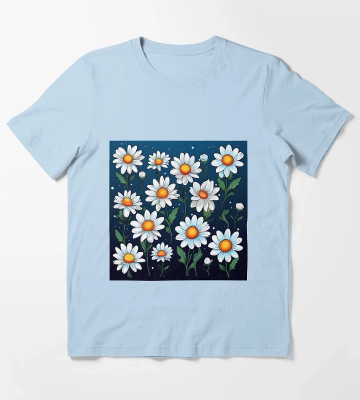 Daisy Pattern 2 T-Shirt Sky Blue