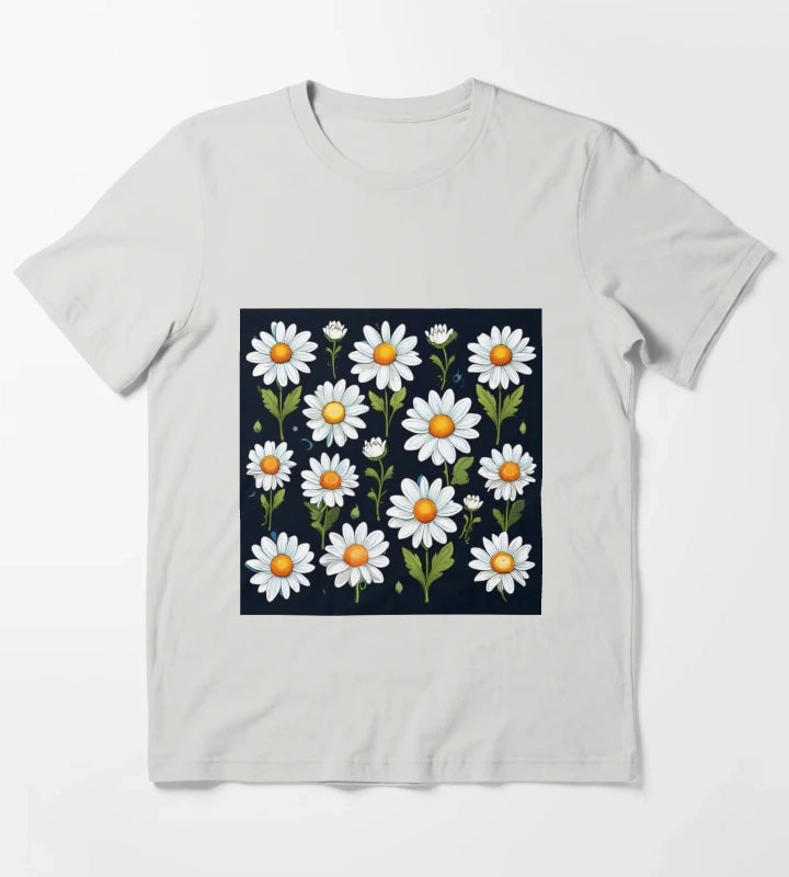 Daisy Pattern 3 T-Shirt Light Grey