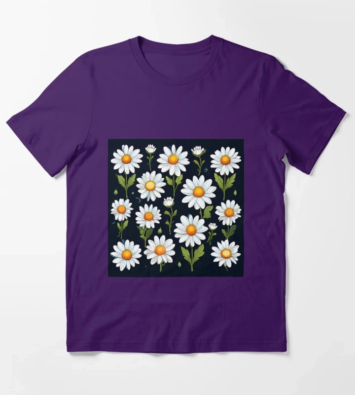Daisy Pattern 3 T-Shirt Purple