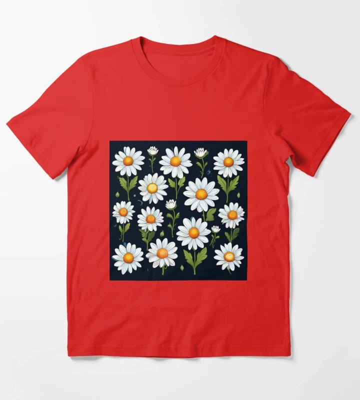 Daisy Pattern 3 T-Shirt Red
