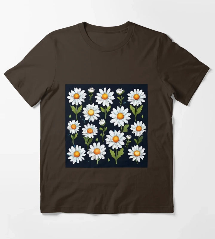 Daisy Pattern 3 T-Shirt Brown