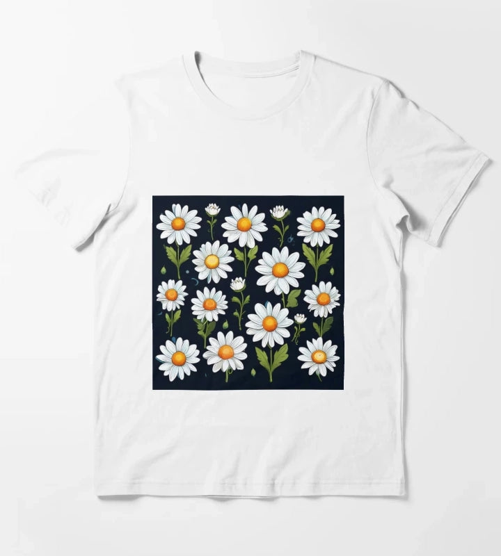Daisy Pattern 3 T-Shirt White