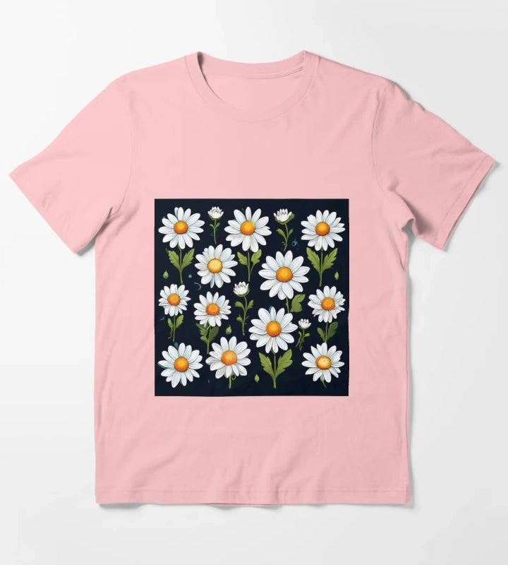 Daisy Pattern 3 T-Shirt Dark Grey