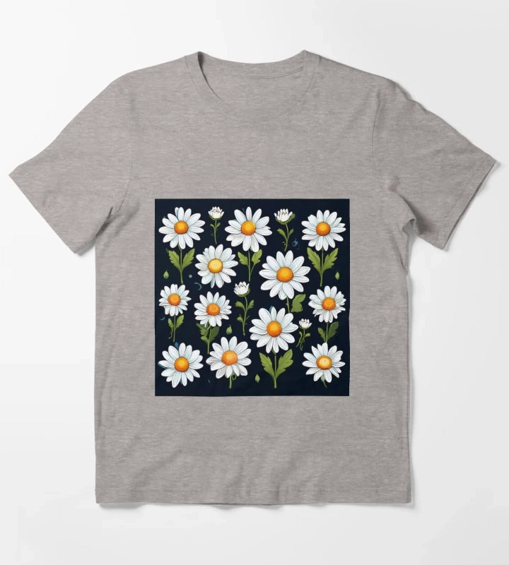 Daisy Pattern 3 T-Shirt Heather Grey