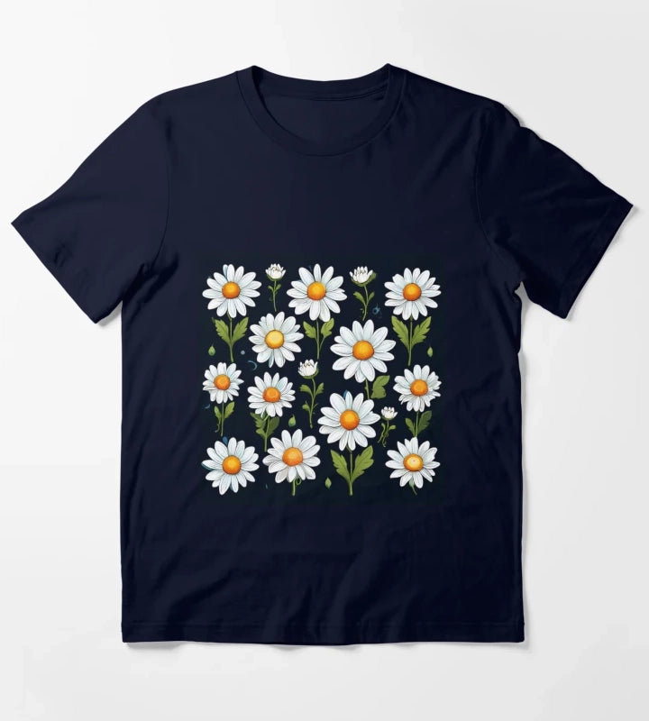 Daisy Pattern 3 T-Shirt Navy