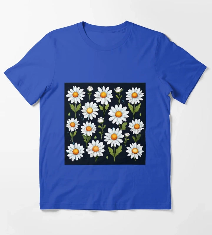 Daisy Pattern 3 T-Shirt Blue