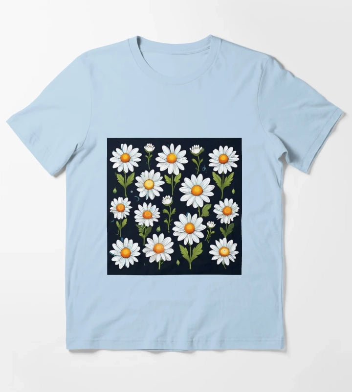 Daisy Pattern 3 T-Shirt Sky Blue