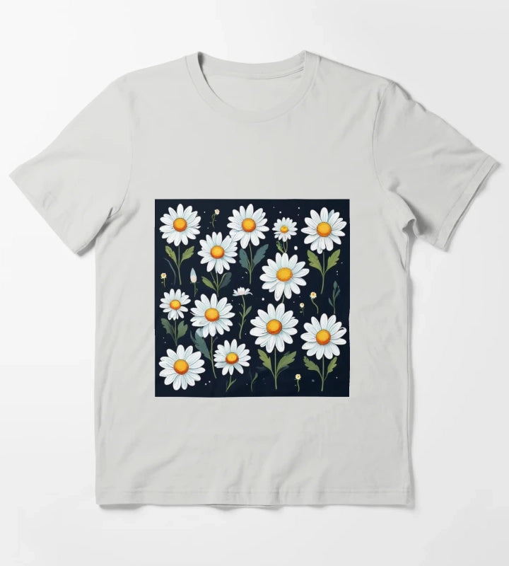 Daisy Pattern 4 T-Shirt Light Grey