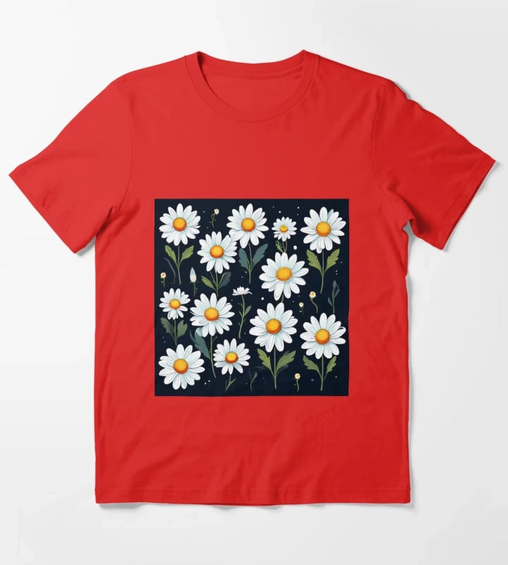 Daisy Pattern 4 T-Shirt Red