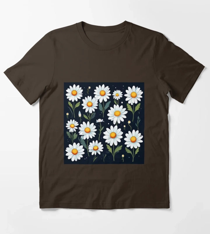Daisy Pattern 4 T-Shirt Brown