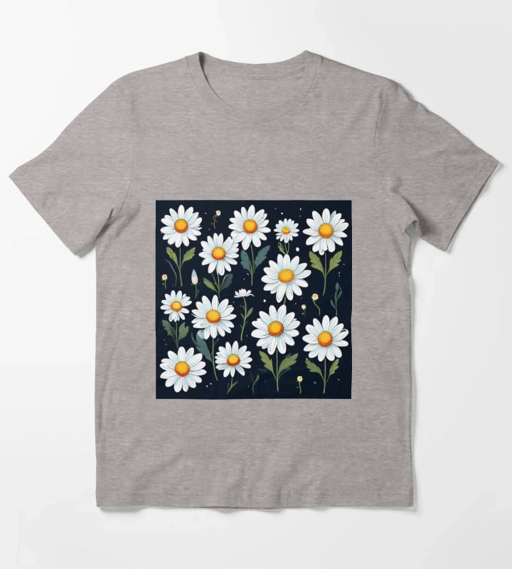 Daisy Pattern 4 T-Shirt Heather Grey