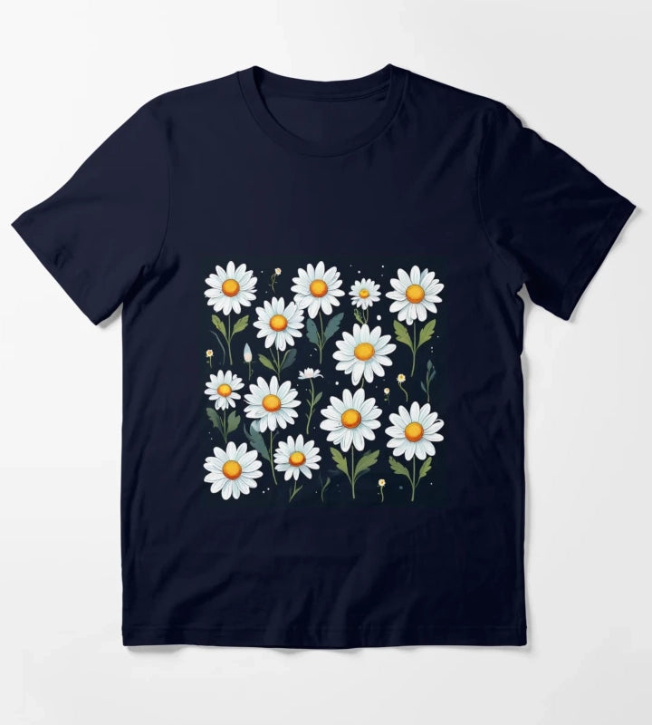 Daisy Pattern 4 T-Shirt Navy