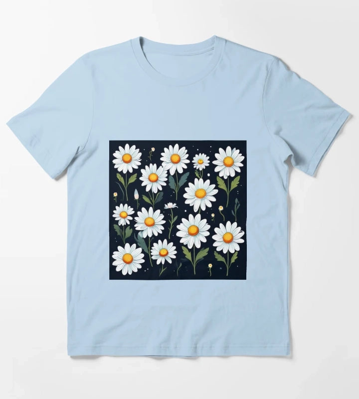 Daisy Pattern 4 T-Shirt Sky Blue