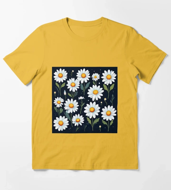 Daisy Pattern 4 T-Shirt Yellow