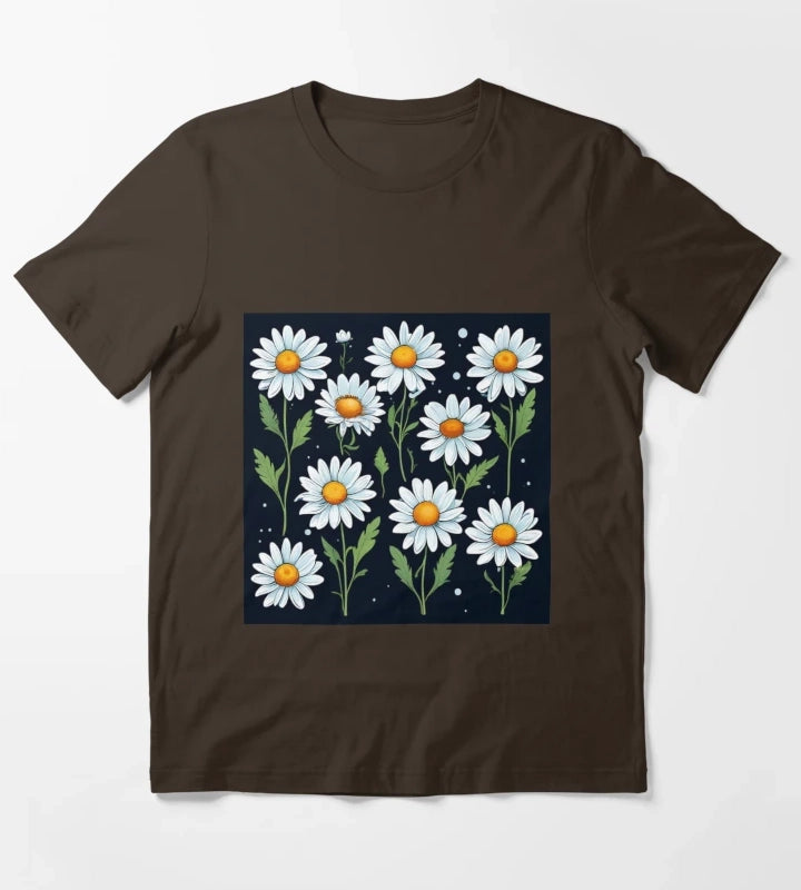 Daisy Pattern 5 T-Shirt Brown