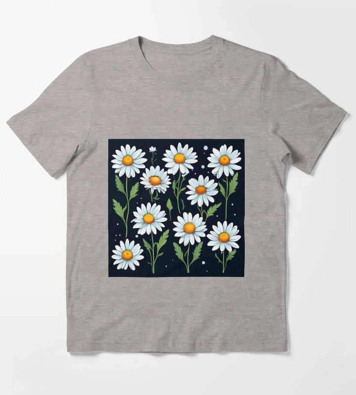 Daisy Pattern 5 T-Shirt Heather Grey