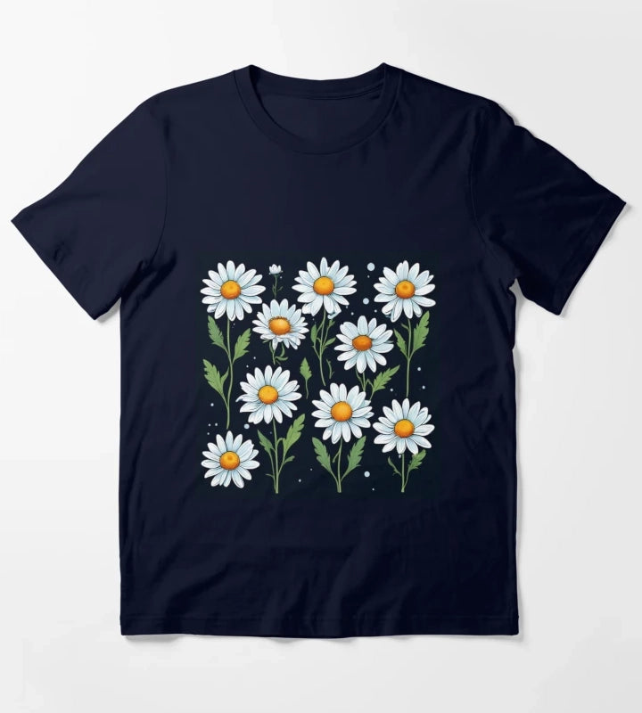 Daisy Pattern 5 T-Shirt Navy