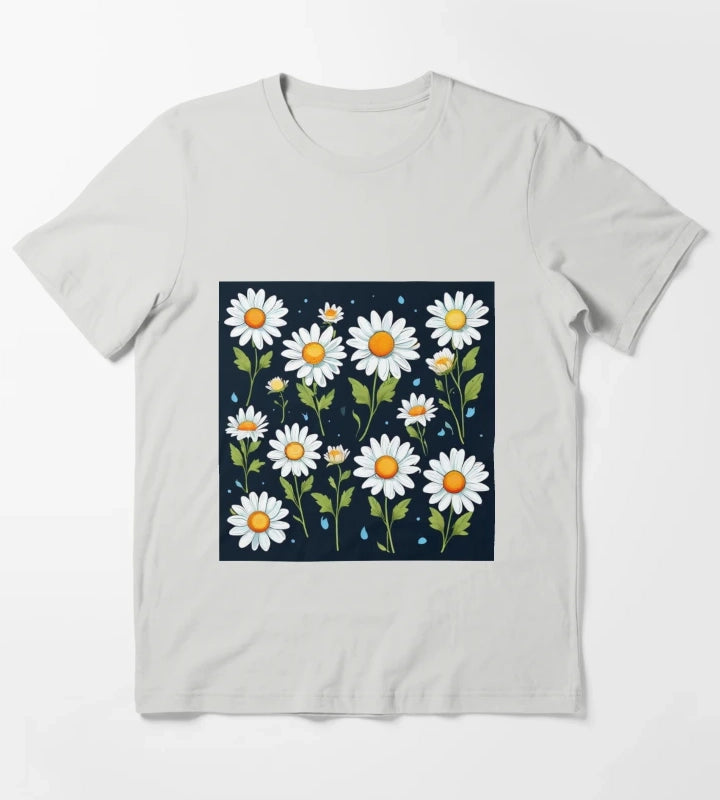 Daisy Pattern T-Shirt Light Grey