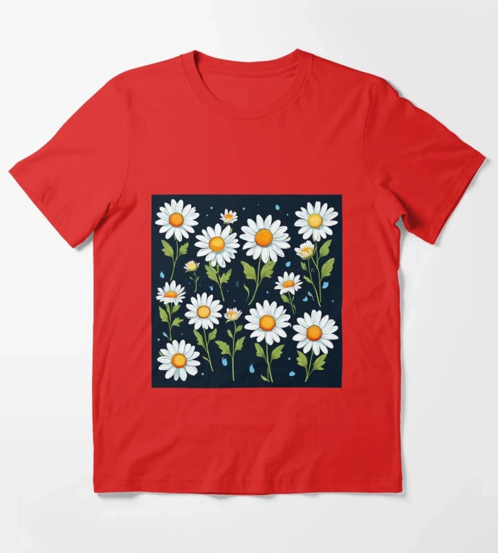Daisy Pattern T-Shirt Red