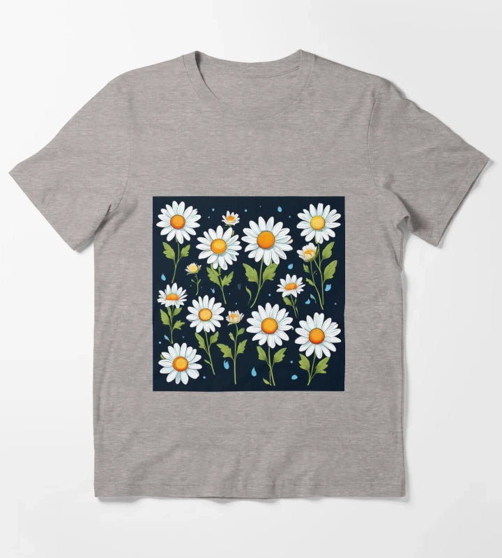 Daisy Pattern T-Shirt Heather Grey
