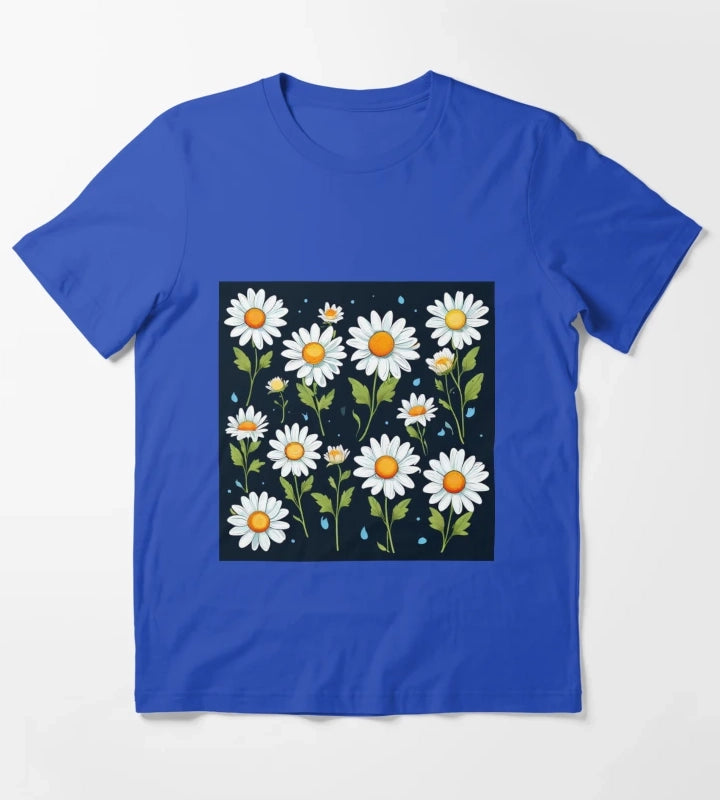 Daisy Pattern T-Shirt Blue