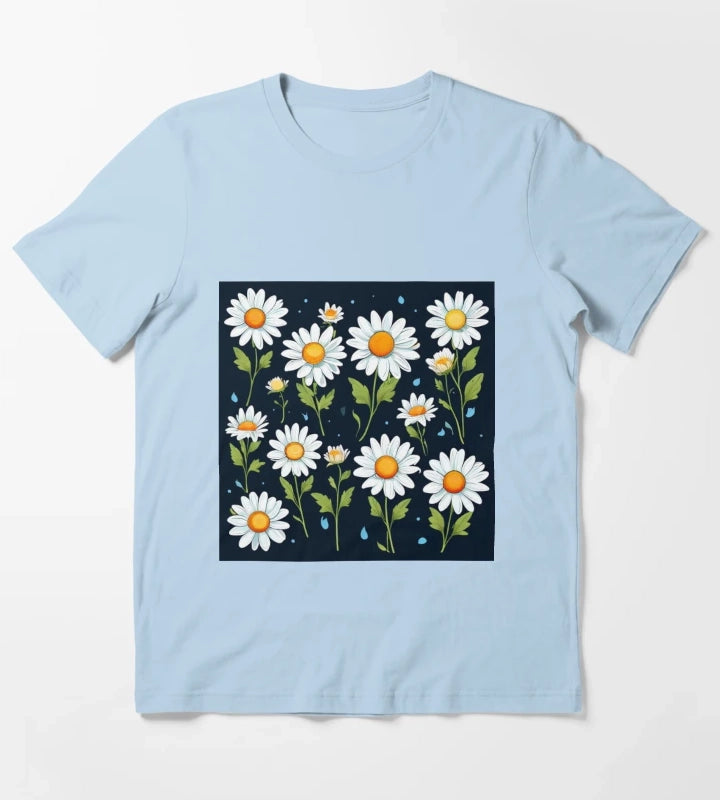 Daisy Pattern T-Shirt Sky Blue