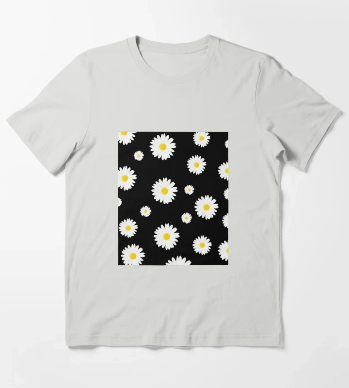 Daisy Patterns T-Shirt Light Grey
