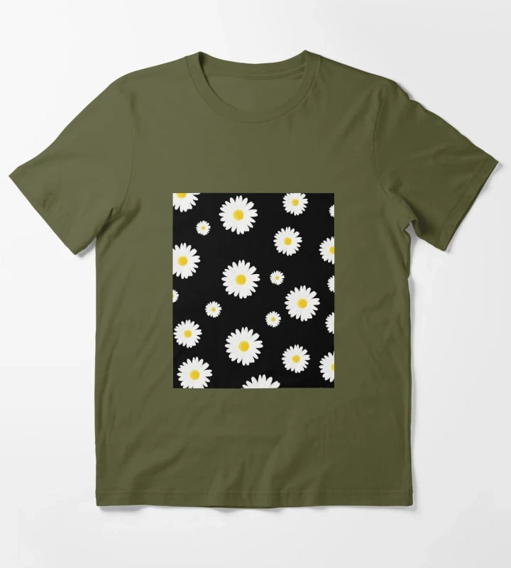 Daisy Patterns T-Shirt Olive Green