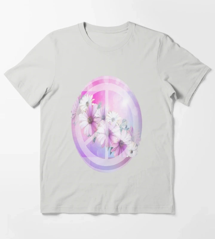 Daisy Peace Sign Flower Lover T-Shirt Light Grey
