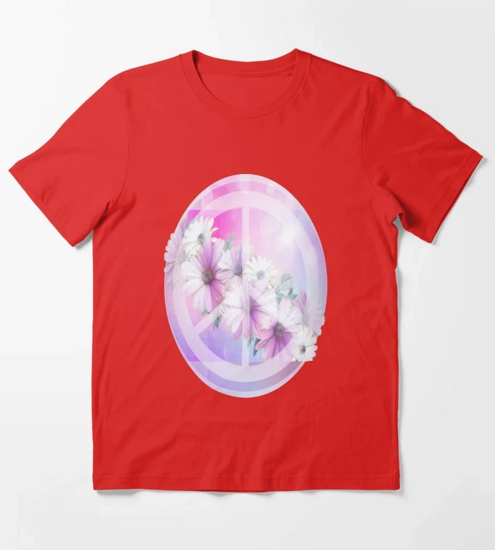 Daisy Peace Sign Flower Lover T-Shirt Red
