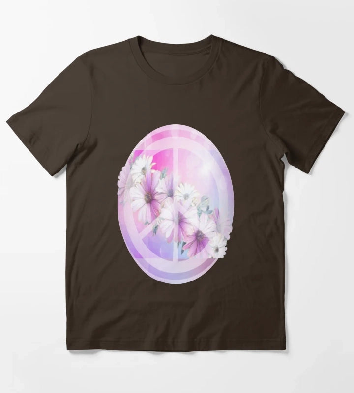 Daisy Peace Sign Flower Lover T-Shirt Brown