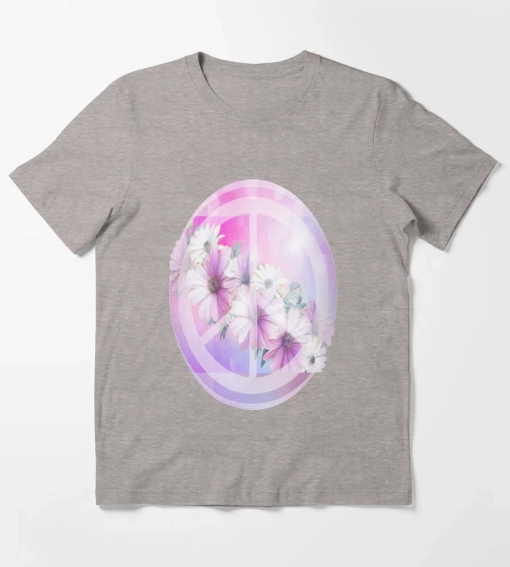 Daisy Peace Sign Flower Lover T-Shirt Heather Grey