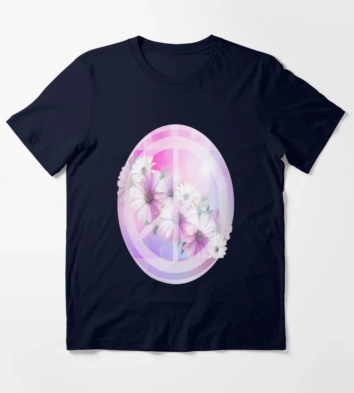 Daisy Peace Sign Flower Lover T-Shirt Navy