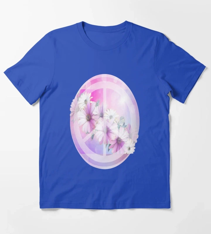Daisy Peace Sign Flower Lover T-Shirt Blue