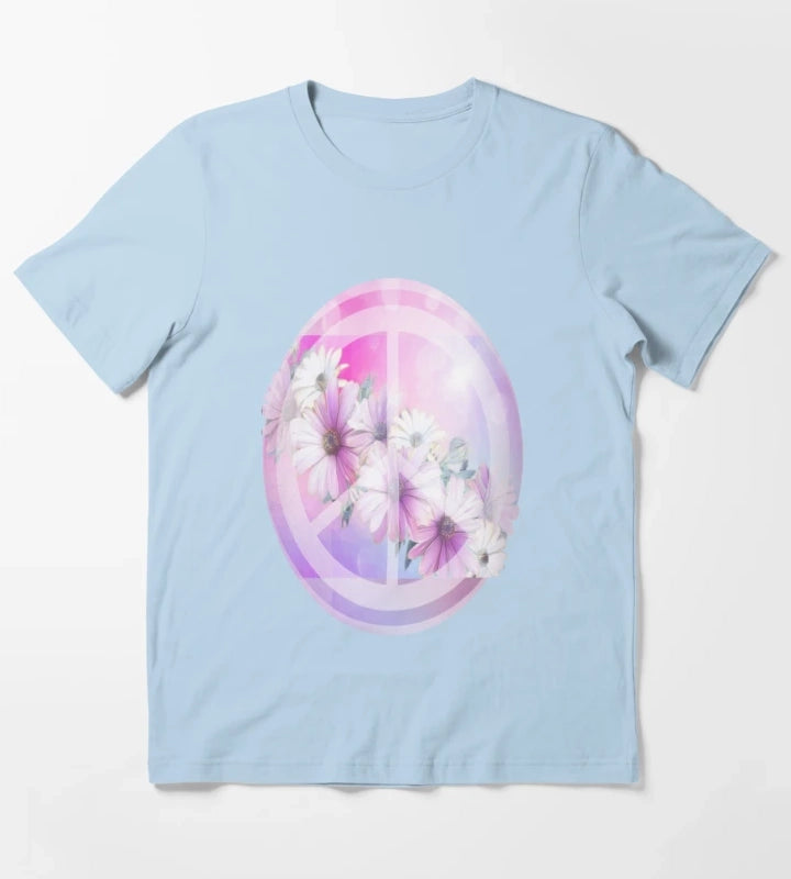 Daisy Peace Sign Flower Lover T-Shirt Sky Blue