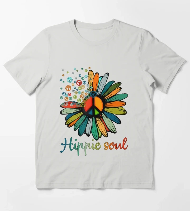 Daisy Peace Sign Hippie Soul Tshirt Flower Lovers Gifts T-Shirt Light Grey
