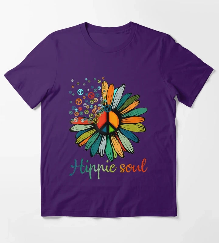 Daisy Peace Sign Hippie Soul Tshirt Flower Lovers Gifts T-Shirt Purple