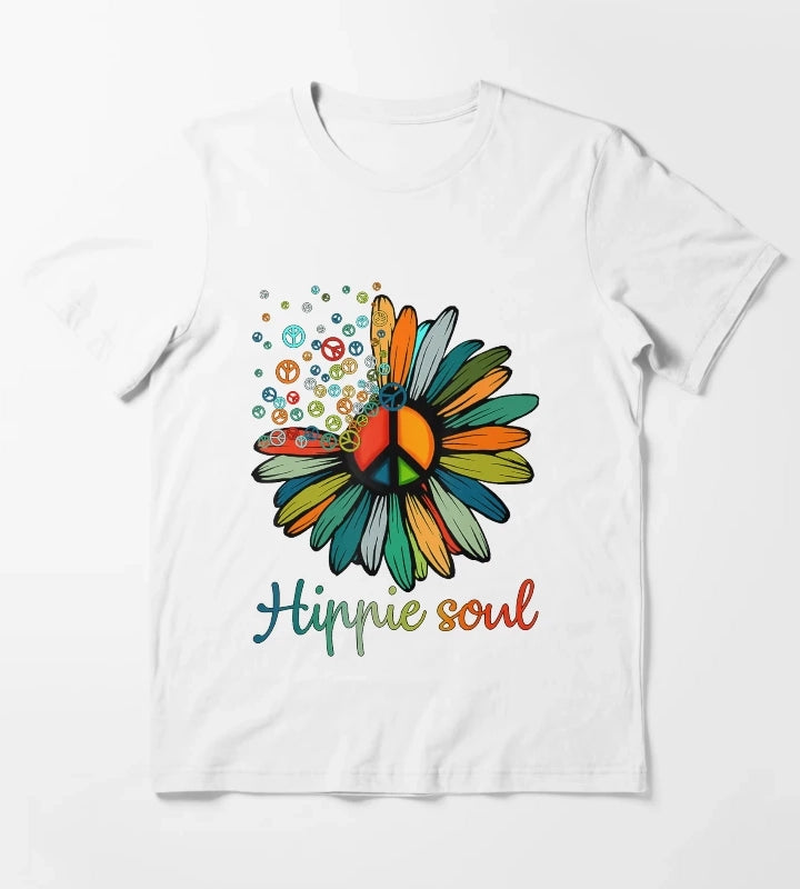 Daisy Peace Sign Hippie Soul Tshirt Flower Lovers Gifts T-Shirt White